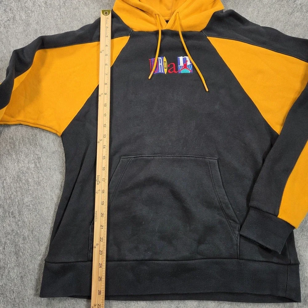Jordan Hoodie Sweatshirt Mens Medium Black Yellow Air Jumpman Fleece BV5454-010